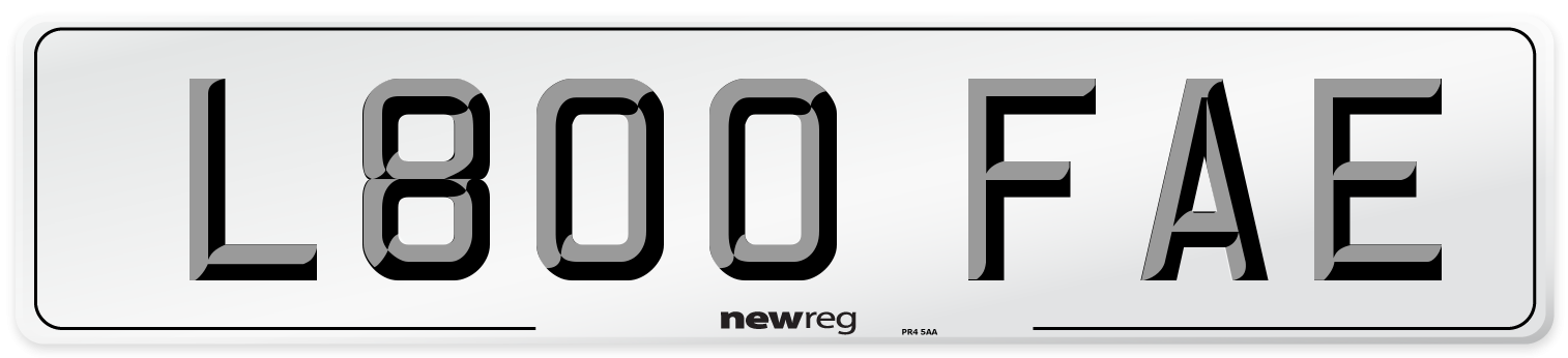 L800 FAE Number Plate from New Reg